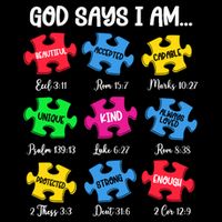 God Says I Am Bible Verses Christian Autism Awareness Puzzle City Backpack