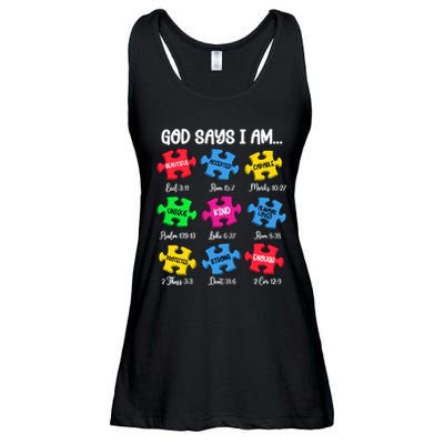 God Says I Am Bible Verses Christian Autism Awareness Puzzle Ladies Essential Flowy Tank