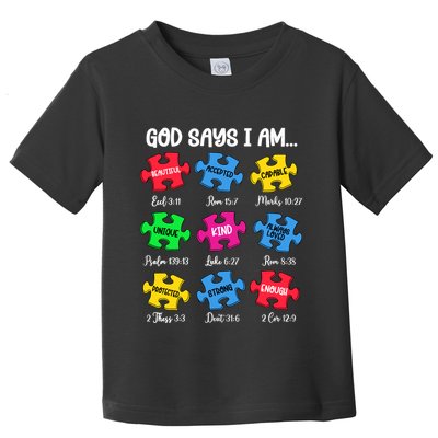 God Says I Am Bible Verses Christian Autism Awareness Puzzle Toddler T-Shirt