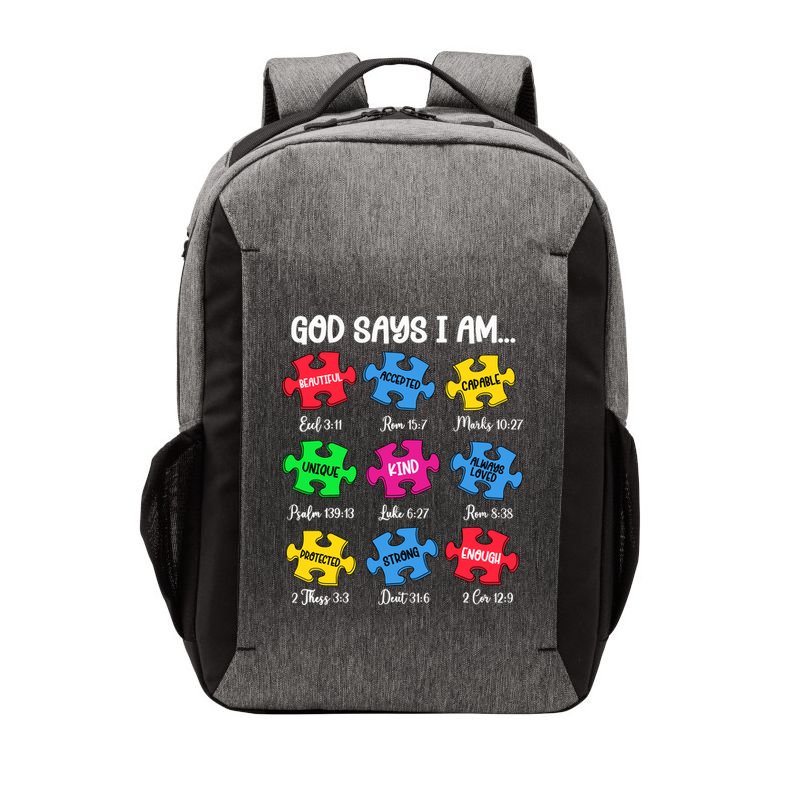 God Says I Am Bible Verses Christian Autism Awareness Puzzle Vector Backpack