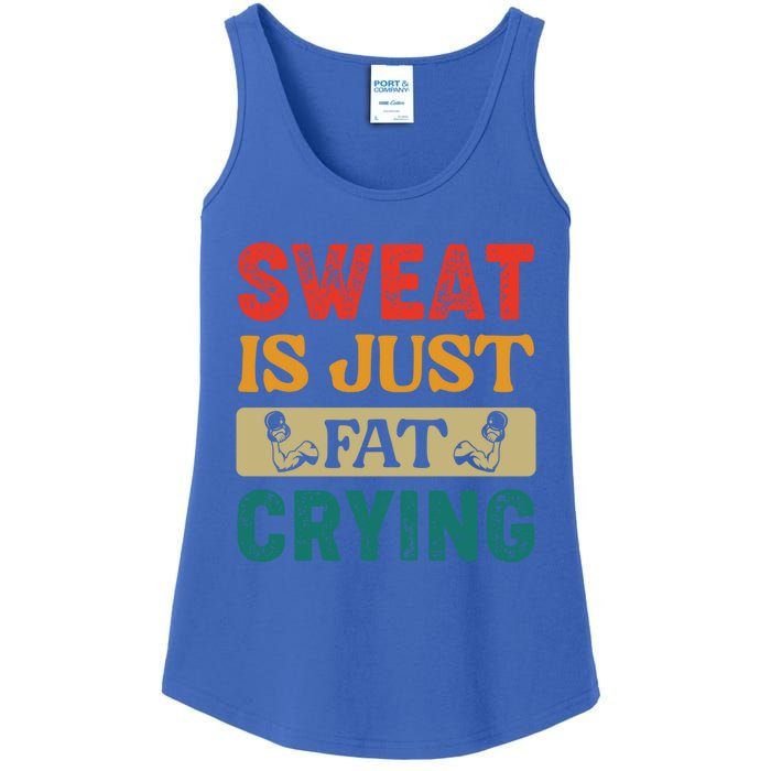 Gym Sweat Is Just Fat Crying Retro Vintage Workout Gift Ladies Essential Tank