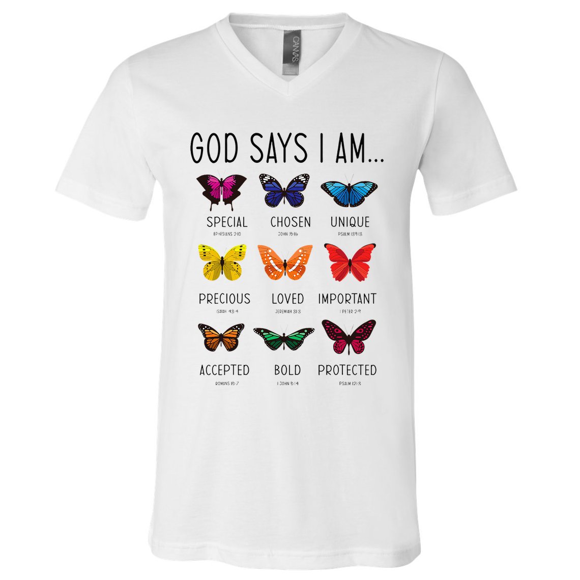 God Says I Am Special Bible Verse Religious Christian V-Neck T-Shirt