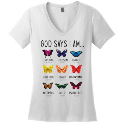 God Says I Am Special Bible Verse Religious Christian Women's V-Neck T-Shirt