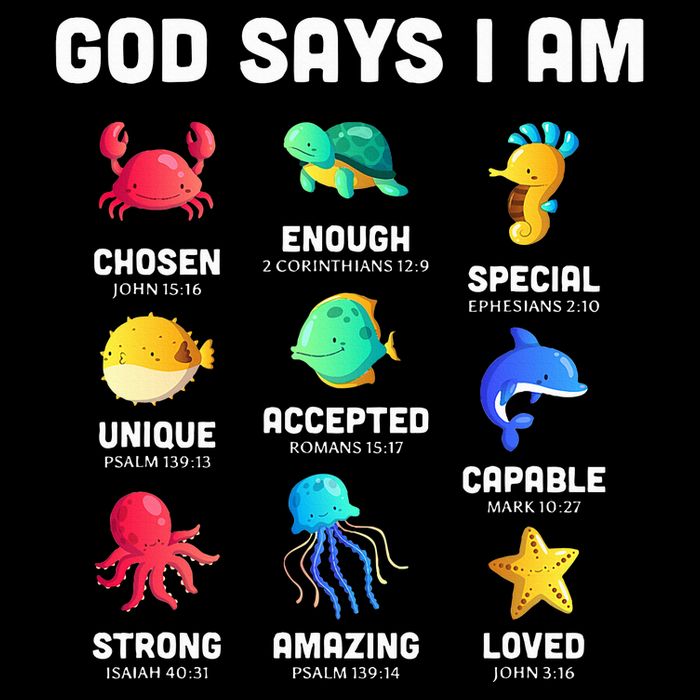 God Says I Am Sea Animals Ocean Christian Funny Cooling Performance Crew T-Shirt