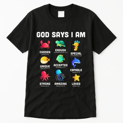 God Says I Am Sea Animals Ocean Christian Funny Tall T-Shirt