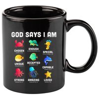 God Says I Am Sea Animals Ocean Christian Funny 11oz C Handle Ceramic Mug