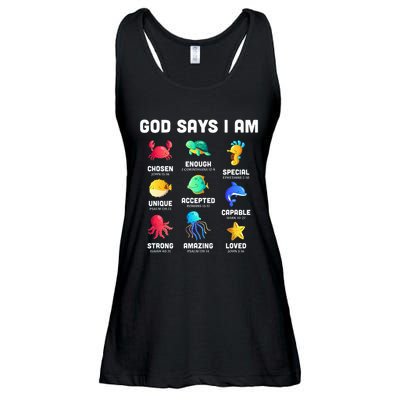 God Says I Am Sea Animals Ocean Christian Funny Ladies Essential Flowy Tank
