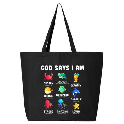 God Says I Am Sea Animals Ocean Christian Funny 25L Jumbo Tote