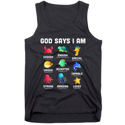 God Says I Am Sea Animals Ocean Christian Funny Tank Top