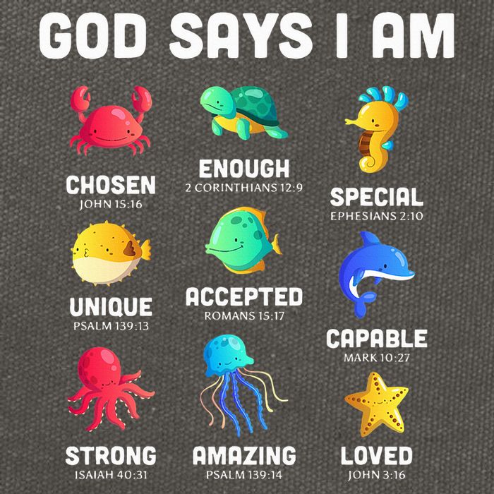 God Says I Am Sea Animals Ocean Christian Funny Cotton Canvas Backpack