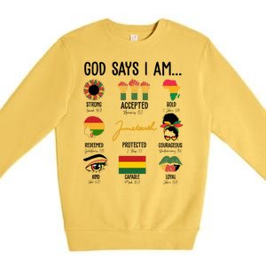 God Says I Am Celebrating Black Freedom 1865 Juneteenth Premium Crewneck Sweatshirt