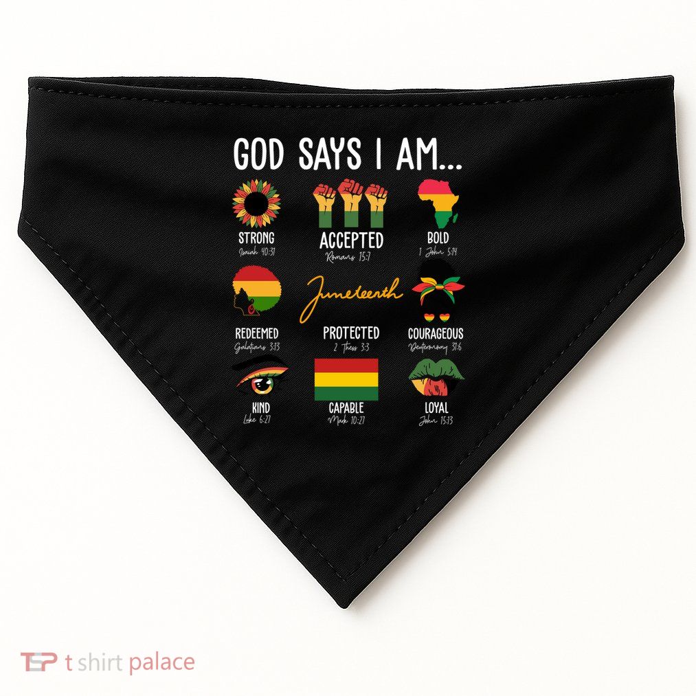 God Says I Am Celebrating Black Freedom 1865 Juneteenth USA-Made Doggie Bandana