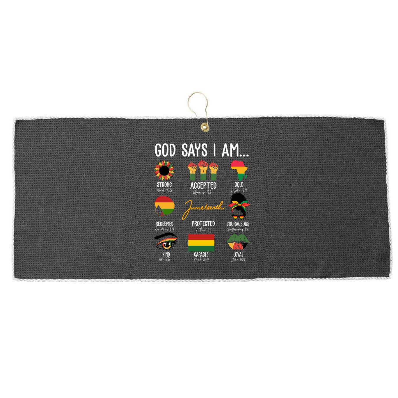 God Says I Am Celebrating Black Freedom 1865 Juneteenth Large Microfiber Waffle Golf Towel