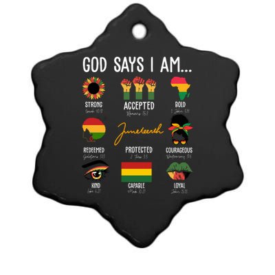 God Says I Am Celebrating Black Freedom 1865 Juneteenth Ceramic Star Ornament