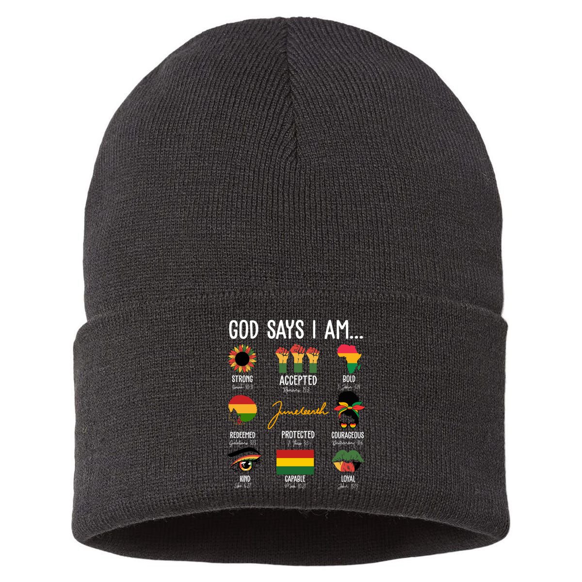God Says I Am Celebrating Black Freedom 1865 Juneteenth Sustainable Knit Beanie