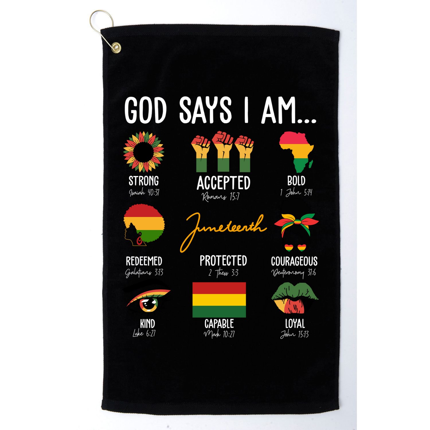 God Says I Am Celebrating Black Freedom 1865 Juneteenth Golf Towel