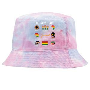 God Says I Am Celebrating Black Freedom 1865 Juneteenth Tie-Dyed Bucket Hat