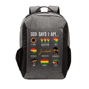 God Says I Am Celebrating Black Freedom 1865 Juneteenth Vector Backpack