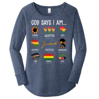 God Says I Am Celebrating Black Freedom 1865 Juneteenth Women's Perfect Tri Tunic Long Sleeve Shirt