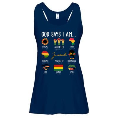 God Says I Am Celebrating Black Freedom 1865 Juneteenth Ladies Essential Flowy Tank