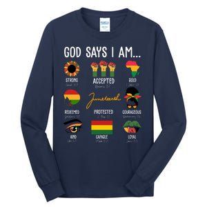 God Says I Am Celebrating Black Freedom 1865 Juneteenth Tall Long Sleeve T-Shirt