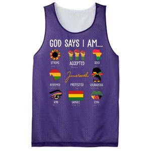 God Says I Am Celebrating Black Freedom 1865 Juneteenth Mesh Reversible Basketball Jersey Tank