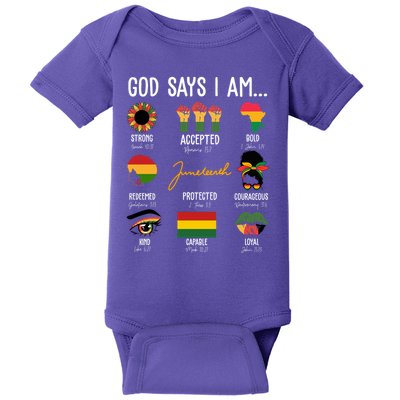 God Says I Am Celebrating Black Freedom 1865 Juneteenth Baby Bodysuit