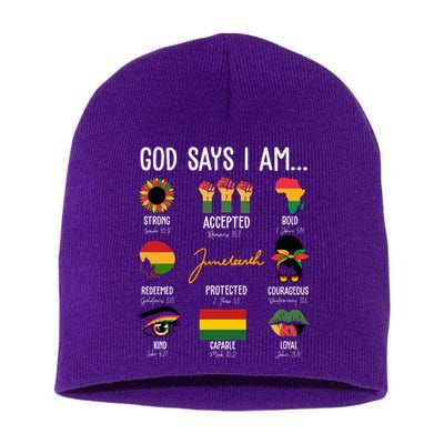 God Says I Am Celebrating Black Freedom 1865 Juneteenth Short Acrylic Beanie
