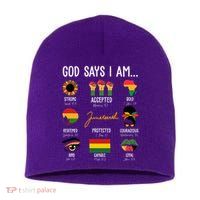 God Says I Am Celebrating Black Freedom 1865 Juneteenth Short Acrylic Beanie