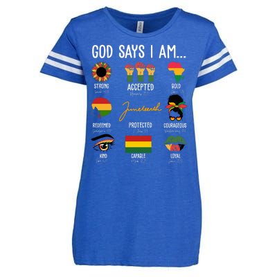 God Says I Am Celebrating Black Freedom 1865 Juneteenth Enza Ladies Jersey Football T-Shirt