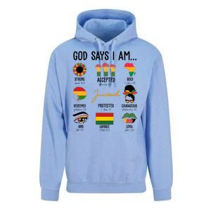 God Says I Am Celebrating Black Freedom 1865 Juneteenth Unisex Surf Hoodie