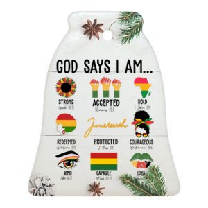 God Says I Am Celebrating Black Freedom 1865 Juneteenth Ceramic Bell Ornament