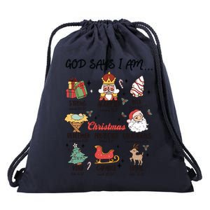 God Says I Am Christmas Bible Verse Turkey God Jesus Drawstring Bag