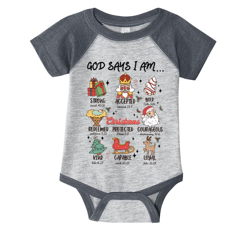 God Says I Am Christmas Bible Verse Turkey God Jesus Infant Baby Jersey Bodysuit