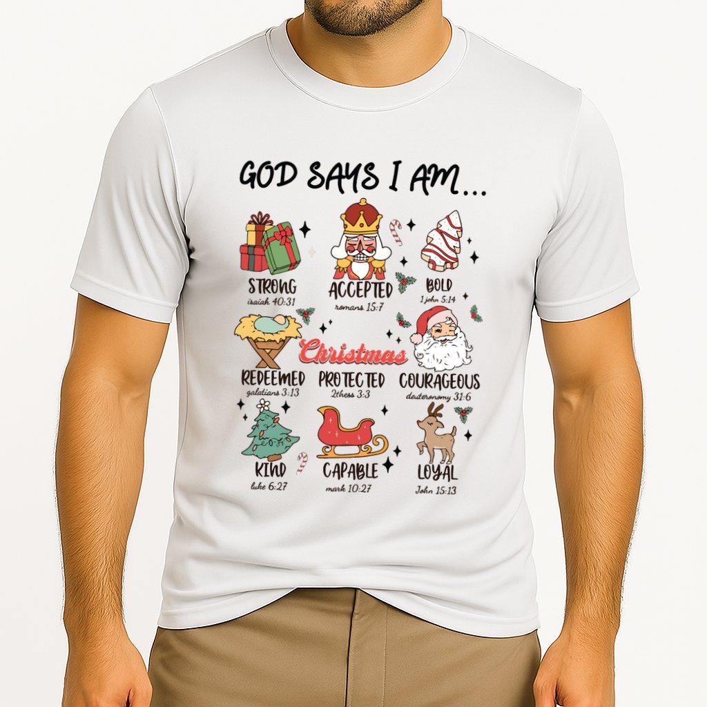 God Says I Am Christmas Bible Verse Turkey God Jesus Cooling Performance Crew T-Shirt