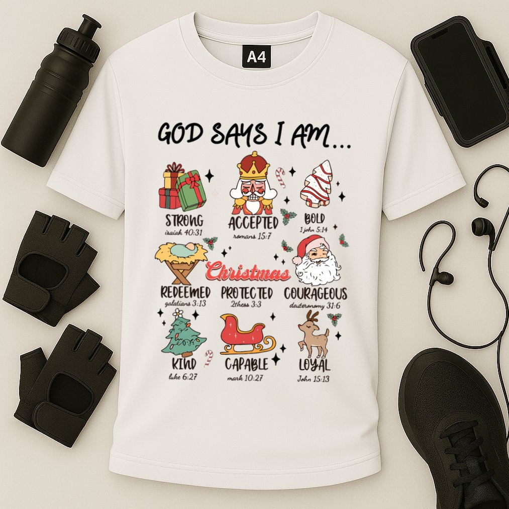 God Says I Am Christmas Bible Verse Turkey God Jesus Cooling Performance Crew T-Shirt