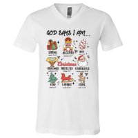 God Says I Am Christmas Bible Verse Turkey God Jesus V-Neck T-Shirt