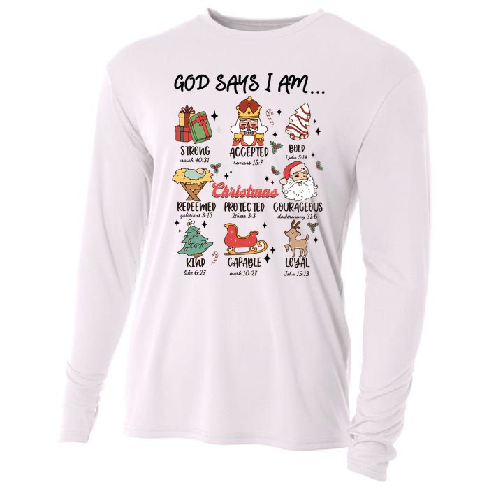 God Says I Am Christmas Bible Verse Turkey God Jesus Cooling Performance Long Sleeve Crew