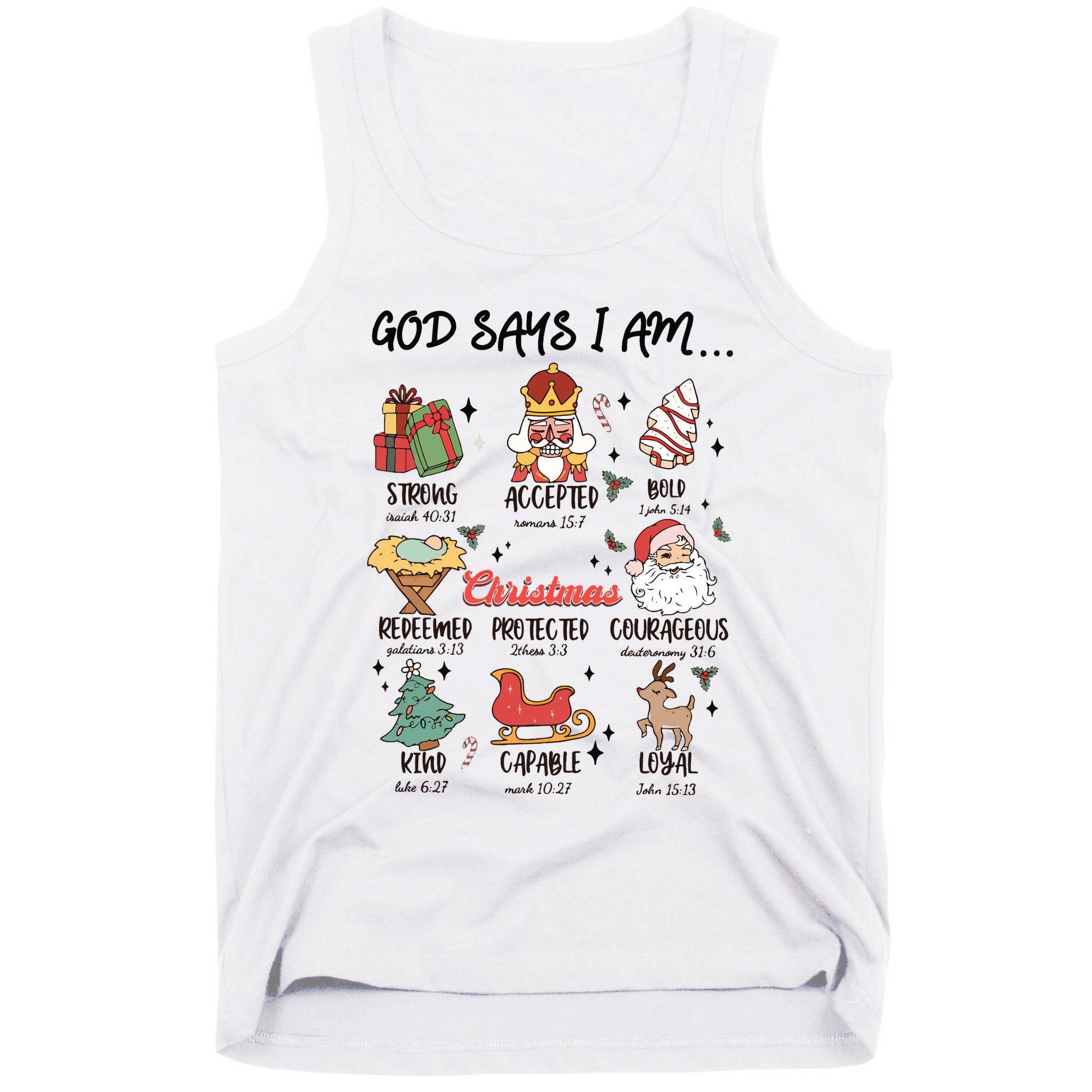 God Says I Am Christmas Bible Verse Turkey God Jesus Tank Top