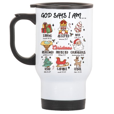 God Says I Am Christmas Bible Verse Turkey God Jesus Stainless Steel Travel Mug