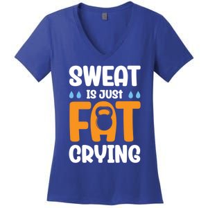 Gym Sweat Is Just Fat Crying Workout Cute Gift Women's V-Neck T-Shirt