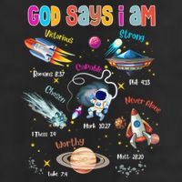 God Says I Am Cute Christian Outer Space 7 Panel Mesh Trucker Snapback Hat