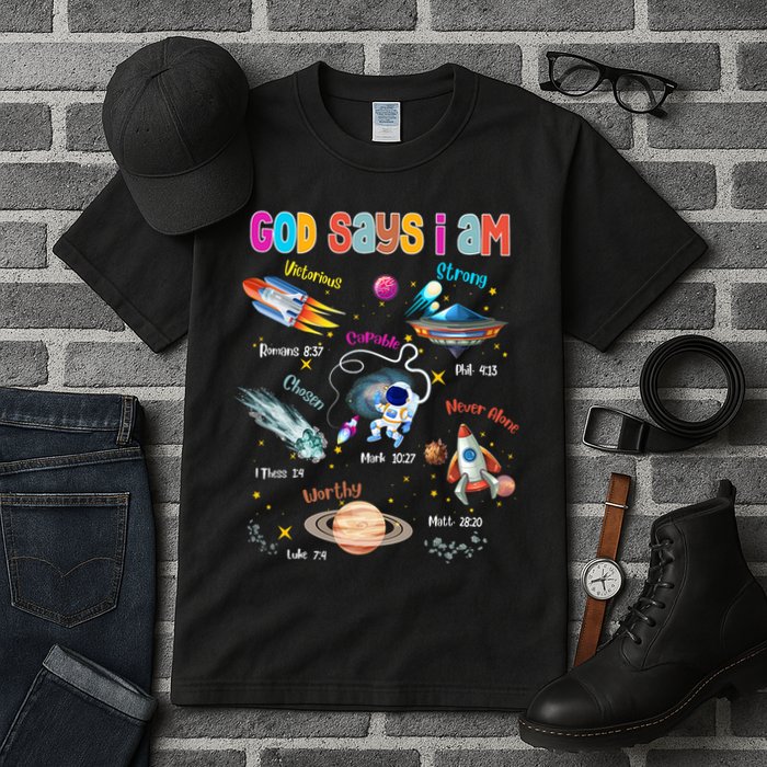 God Says I Am Cute Christian Outer Space Tall T-Shirt
