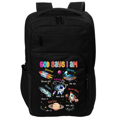 God Says I Am Cute Christian Outer Space Impact Tech Backpack