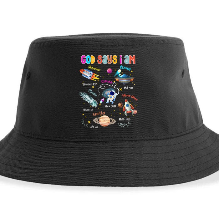 God Says I Am Cute Christian Outer Space Sustainable Bucket Hat
