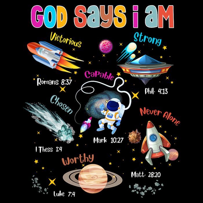 God Says I Am Cute Christian Outer Space Sustainable Bucket Hat