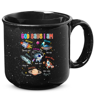 God Says I Am Cute Christian Outer Space 15oz Campfire Ceramic Mug