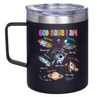 God Says I Am Cute Christian Outer Space 12oz Stainless Steel Coffee Mug