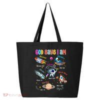 God Says I Am Cute Christian Outer Space 25L Jumbo Tote