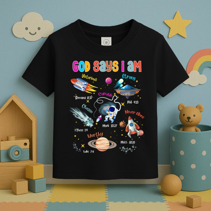 God Says I Am Cute Christian Outer Space Toddler T-Shirt
